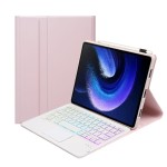 Różowe Etui Podświetlana Klawiatura TouchPad do Xiaomi Pad 6 / Pad 6 Pro