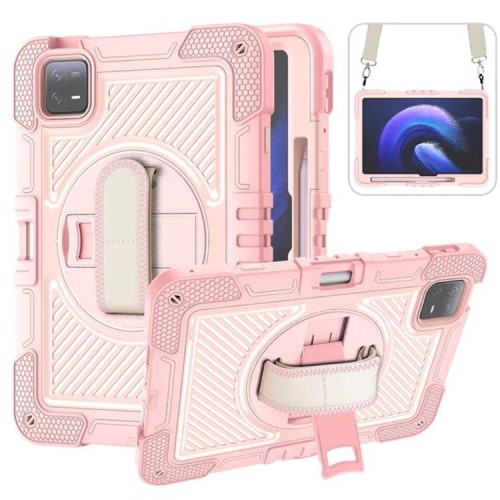 Shockproof Pancerne Etui z Paskiem do Xiaomi Pad 6/6 Pro różowe jasne