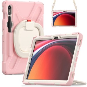 Shockproof  Pancerne Etui z Uchwytem i Paskiem do Samsung Galaxy Tab S9 różowe