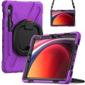 Shockproof Pancerne Etui z Uchwytem i Paskiem do Samsung Galaxy Tab S9 fioletowe