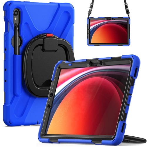Shockproof Pancerne Etui z Uchwytem i Paskiem do Samsung Galaxy Tab S9 granatowe