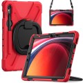 Shockproof Pancerne Etui z Uchwytem i Paskiem do Samsung Galaxy Tab S9 czerwone