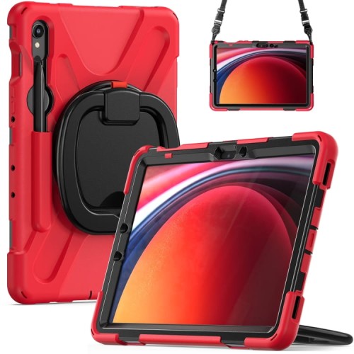 Shockproof Pancerne Etui z Uchwytem i Paskiem do Samsung Galaxy Tab S9 czerwone