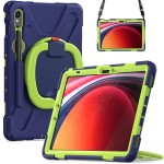 Shockproof  Pancerne Etui z Uchwytem i Paskiem do Samsung Galaxy Tab S9 granatowo-zielone