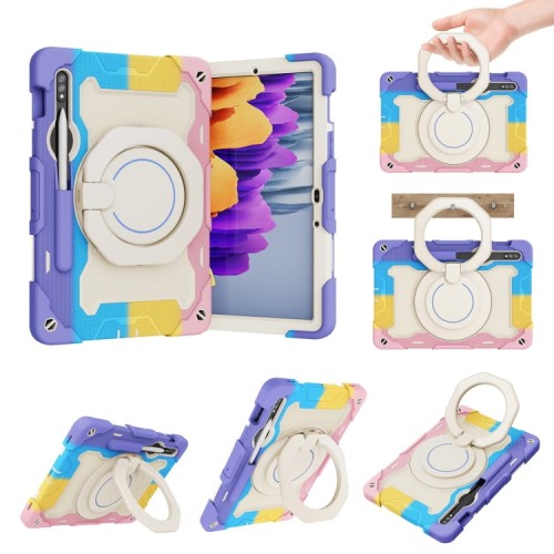 Shockproof Pancerne Etui z Uchwytem do Samsung Galaxy Tab S9 fioletowo-różowe