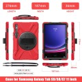 Shockproof Pancerne Etui z Uchwytem i Paskiem do Samsung Galaxy Tab S9 czerwone