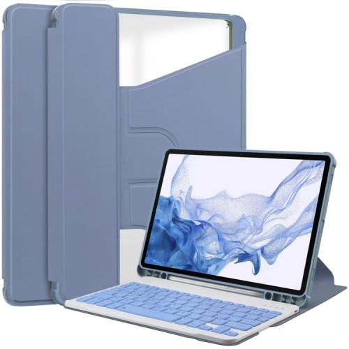 Fioletowe Obrotowe Etui Klawiatura do Samsung Galaxy Tab S9