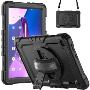 Shockproof  Pancerne Etui z Paskiem, Uchwytem do Lenovo Tab M10 10.1 3 gen czarne