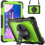 Shockproof  Pancerne Etui z Paskiem, Uchwytem do Lenovo Tab M10 10.1 3 gen czarno-zielone