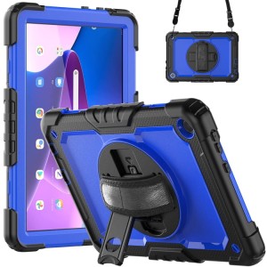 Shockproof  Pancerne Etui z Paskiem, Uchwytem do Lenovo Tab M10 10.1 3 gen czarno-niebieskie