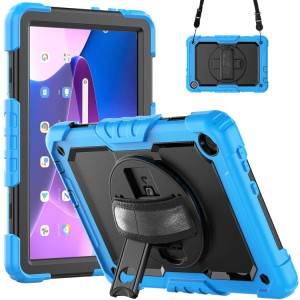 Shockproof  Pancerne Etui z Paskiem, Uchwytem do Lenovo Tab M10 10.1 3 gen niebieskie
