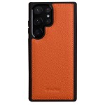 MELKCO Skórzane Etui Obudowa Plecki do Samsung Galaxy S23 Ultra pomarańczowe