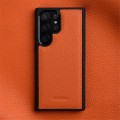 MELKCO Skórzane Etui Obudowa Plecki do Samsung Galaxy S23 Ultra pomarańczowe