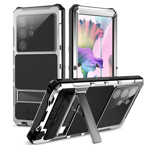 R-JUST Pancerne Etui Antywstrząsowe do Samsung Galaxy S23 Ultra 5G srebrne