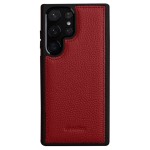 MELKCO Skórzane Etui Obudowa Plecki do Samsung Galaxy S23 Ultra czerwone