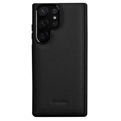 MELKCO Skórzane Etui Obudowa Plecki do Samsung Galaxy S23 Ultra czarne