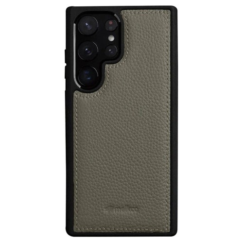 MELKCO Skórzane Etui Obudowa Plecki do Samsung Galaxy S23 Ultra szare