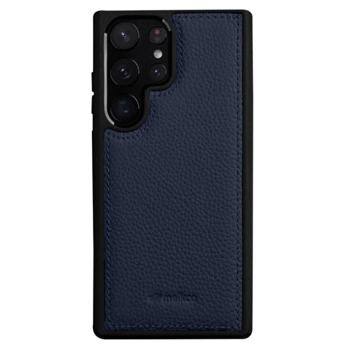MELKCO Skórzane Etui Obudowa Plecki do Samsung Galaxy S23 Ultra granatowe