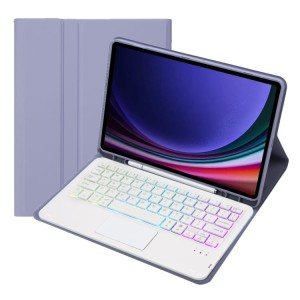 Fioletowe Etui Podświetlana Klawiatura z TouchPad do Samsung Galaxy Tab S9 FE
