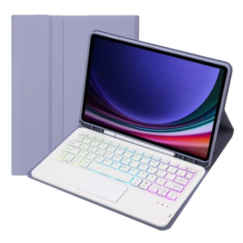 Fioletowe Etui Podświetlana Klawiatura z TouchPad do Samsung Galaxy Tab S9 FE