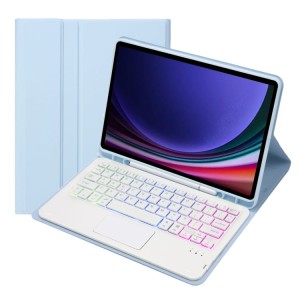 Niebieskie Etui Podświetlana Klawiatura z TouchPad do Samsung Galaxy Tab S9 FE
