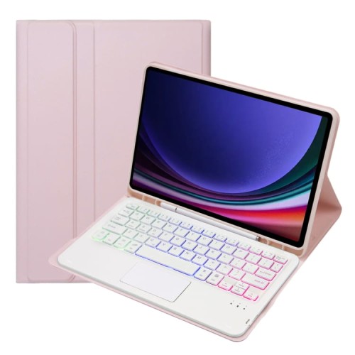 Różowe Etui Podświetlana Klawiatura z TouchPad do Samsung Galaxy Tab S9 FE