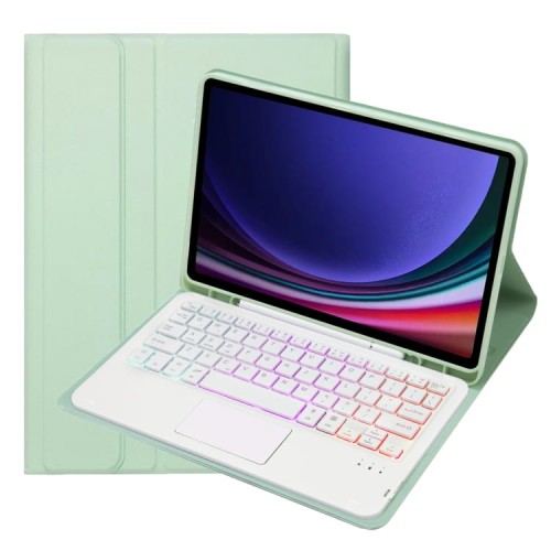 Miętowe Etui Podświetlana Klawiatura z TouchPad do Samsung Galaxy Tab S9 FE