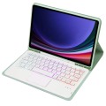 Miętowe Etui Podświetlana Klawiatura z TouchPad do Samsung Galaxy Tab S9 FE