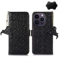 Skórzane Etui Pokrowiec RFID do iPhone 15 Pro Max czarne
