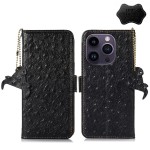 Skórzane Etui Pokrowiec RFID do iPhone 15 Pro Max czarne