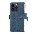 Skórzane Etui Pokrowiec RFID do iPhone 15 Pro Max niebieskie
