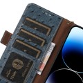 Skórzane Etui Pokrowiec RFID do iPhone 15 Pro Max niebieskie