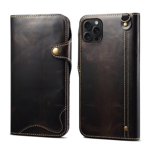 Denior Skórzane Etui Pokrowiec do iPhone 15 Pro Max czarne