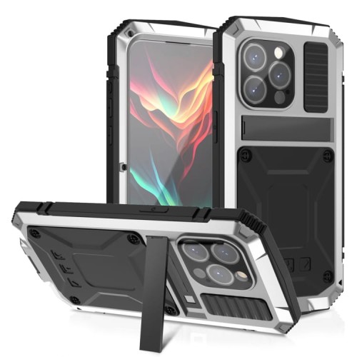 R-JUST Pancerne Etui Antywstrząsowe do iPhone 15 Pro Max srebrne