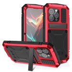 R-JUST Pancerne Etui Antywstrząsowe do iPhone 15 Pro Max czerwone