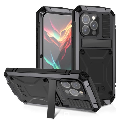 R-JUST Pancerne Etui Antywstrząsowe do iPhone 15 Pro Max czarne