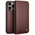 QIALINO Eleganckie Skórzane Matowe Etui do iPhone 15 Pro Max brązowe