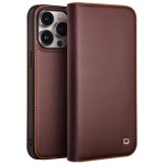 QIALINO Eleganckie Skórzane Matowe Etui do iPhone 15 Pro Max brązowe