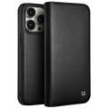 QIALINO Eleganckie Skórzane Matowe Etui do iPhone 15 Pro Max czarne