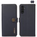 Skórzane Etui Pokrowiec KHAZNEH FRID do Samsung Galaxy S24 5G granatowe