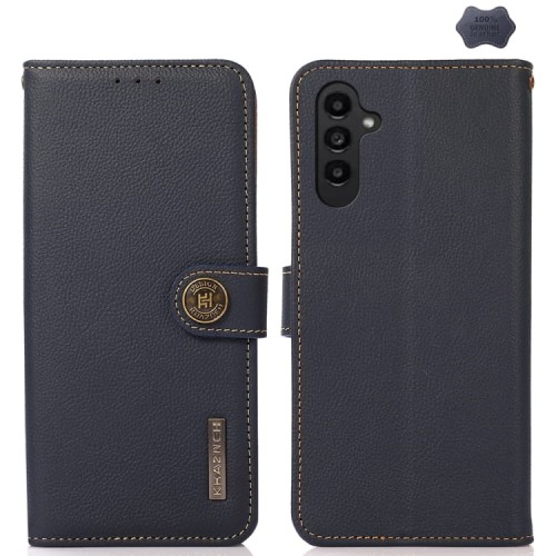 Skórzane Etui Pokrowiec KHAZNEH FRID do Samsung Galaxy S24 5G granatowe