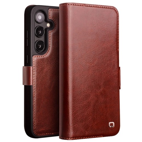 QIALINO Eleganckie Skórzane Etui do Samsung Galaxy S24 brązowe