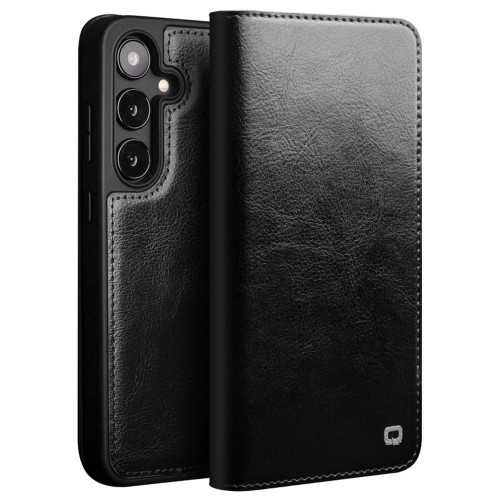 QIALINO Eleganckie Skórzane Etui do Samsung Galaxy S24 5G czarne