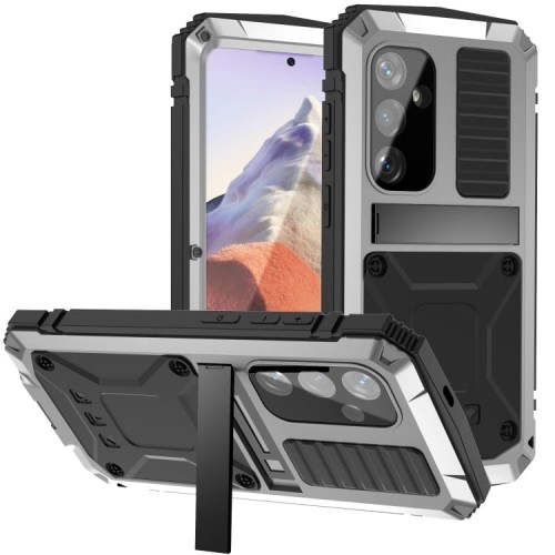 R-JUST Mocne Pancerne Etui Antywstrząsowe do Samsung Galaxy S24 5G srebrne