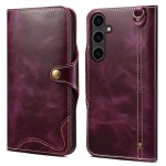 Denior Skórzane Etui Pokrowiec do Samsung Galaxy S24 5G fioletowe
