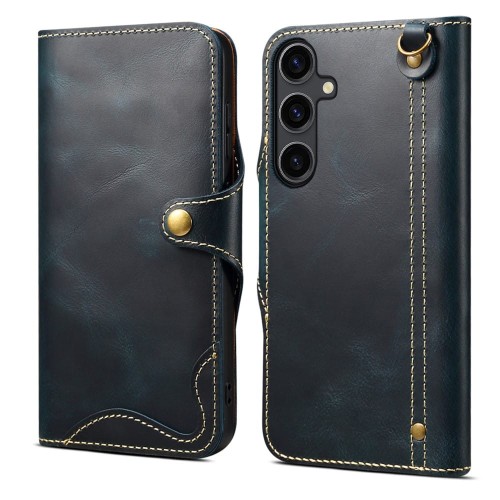 Denior Skórzane Etui Pokrowiec do Samsung Galaxy S24 5G niebieskie