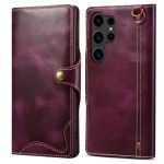Denior Skórzane Etui Pokrowiec do Samsung Galaxy S24 Ultra 5G fioletowe
