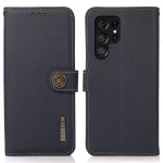 KHAZNEH Skórzane Etui Pokrowiec FRID do Samsung Galaxy S24 Ultra 5G granatowe
