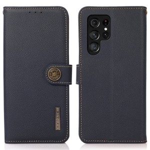 KHAZNEH Skórzane Etui Pokrowiec FRID do Samsung Galaxy S24 Ultra 5G granatowe