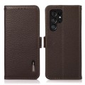KHAZNEH Skórzane Etui Pokrowiec FRID do Samsung Galaxy S24 Ultra 5G brązowe
